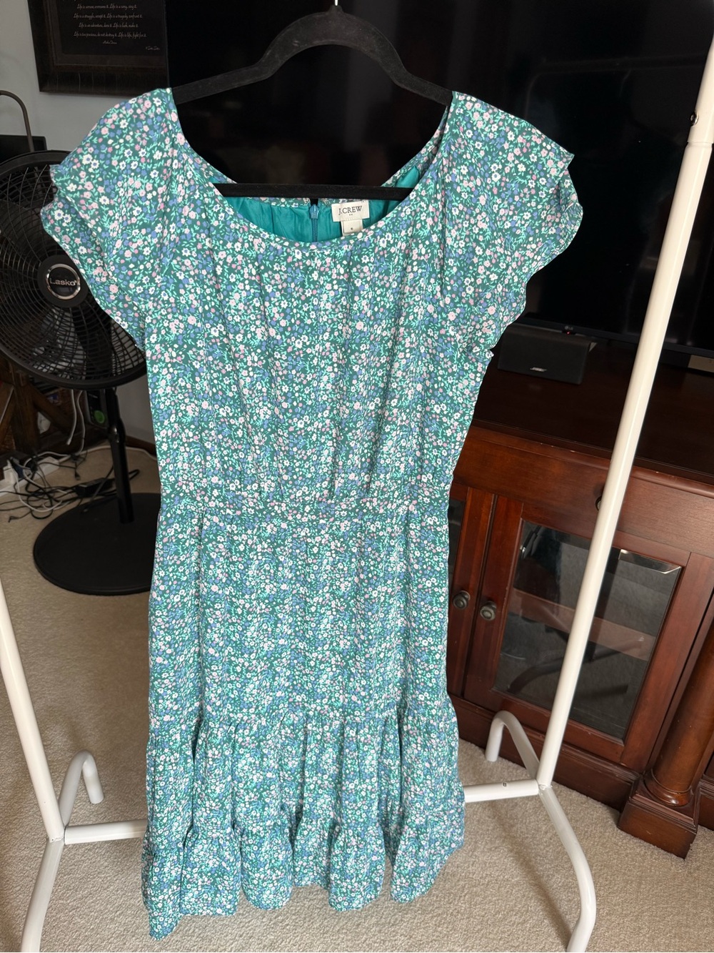 J. Crew Teal Floral A-Line Dress